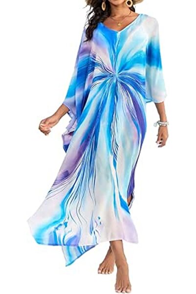 GENERAL Women's Summer Long Beach Dress Kimono Maxi Kaftan Cover ups