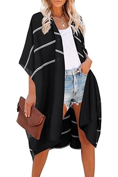 Moss Rose Women's Beach Kimono Coverup Sheer Chiffon Cover Ups, Casual Loose ...