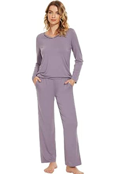 Wiwi Pajamas Sets for Women Soft Long Sleeve Tops and Pants Sleepwear Ladies ...