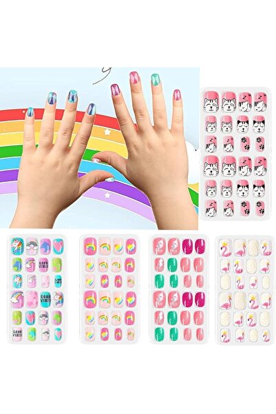 N&A Fashion 120 قطعة من الأظافر الاصطناعية للفتيات، أظافر مزيفة للأطفال، أظاف...