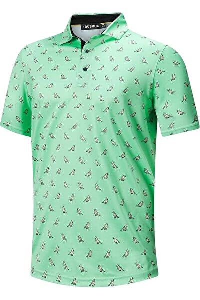 GENERAL Golf Shirts for Men Dry Fit Performance Print Short Sleeve Moisture W...