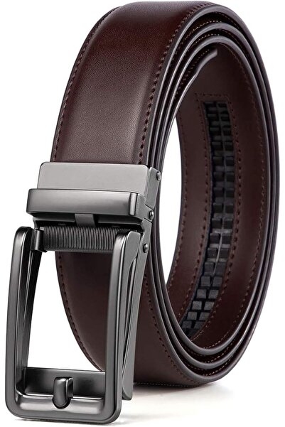 GENERAL Men's Leather Belt with Adjustable Buckle (35mm Width) - Brown