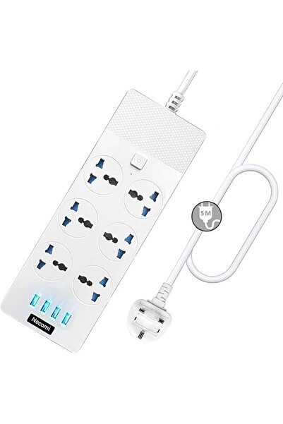 NECOMIC Necomi Power Strips Extension Lead Outlets with 4 (3.1A) USB Hub, 6 G...