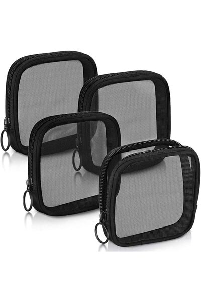 EXCEFORE Mesh Makeup Bag, 4Pcs Clear Toiletry Pouch with Zipper Mini Portable...