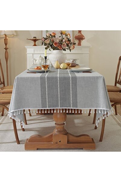 Generic Brand Rectangular outdoor linen tablecloth, waterproof cotton tablecl...