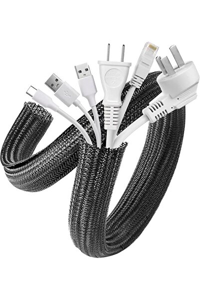 AGPTEK cable channel, self-closing cable hose, woven cable sheath can be cut ...