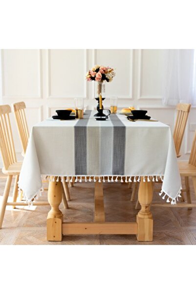 Generic Brand Rectangular outdoor linen tablecloth, waterproof cotton tablecl...