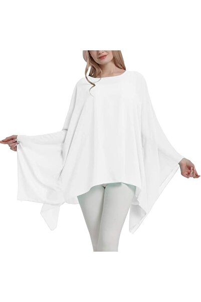 GENERAL Wiiiwish Women's Loose Solid Long Batwing Sheer Chiffon Caftan Wrap P...