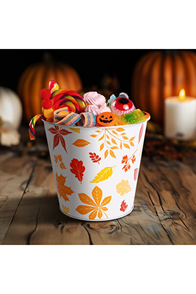 Alista Home Metal bucket, autumn leaf decor, 15x13.7 cm