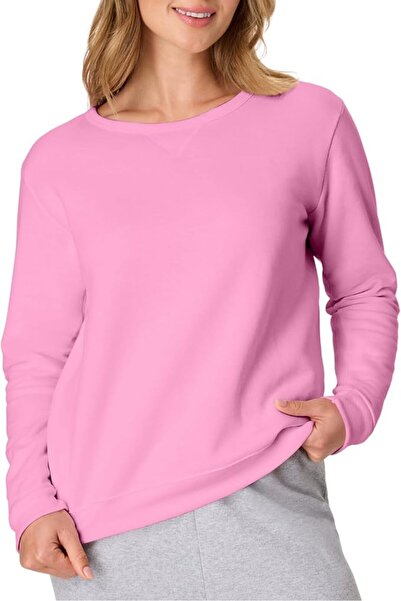 HANES womens Women's Ecosmart V-notch Crewneck Sweatshirt, Fleece Pullover Sw...