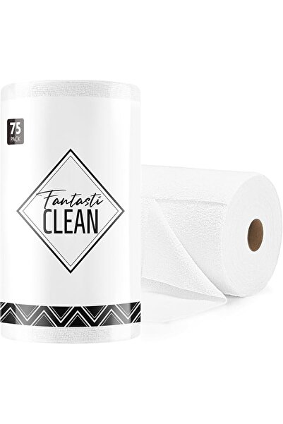 FantastiCLEAN Microfiber Cleaning Cloth Roll -75 Pack, Tear Away Microfiber T...