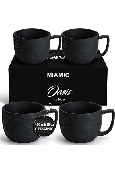 MIAMIO – 15 oz Coffee Mugs/Mug Set of 4 - Ceramic Mug for Coffee, Latte, Capp...