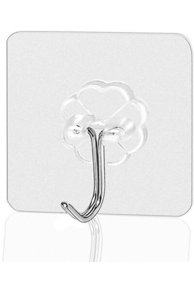 Morvena Picks Set de 4 cârlige de perete autoadezive transparente, sarcină ma...