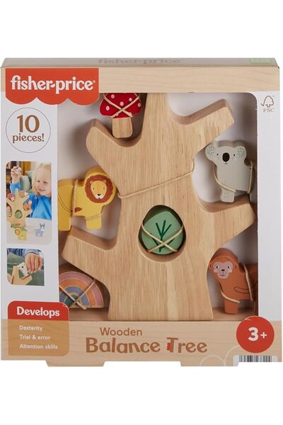 FISHER-PRICE BABY طاولة موسيقية خشبية للأطفال من فيشر برايس مع آلات إيقاعية، ...
