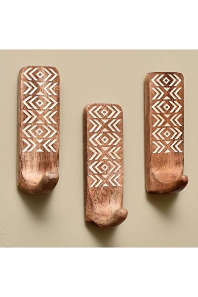 GENERAL IndianShelf Indian Shelf 3 Pack No Damage Wood Wall Hooks- Wood Hange...