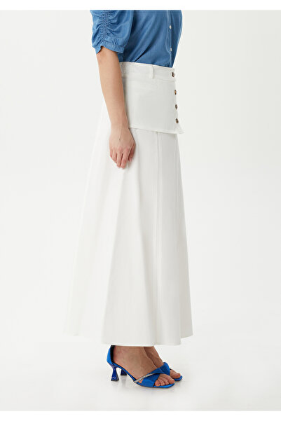 Guzella Button-Detachted A-Line Cotton Long Skirt