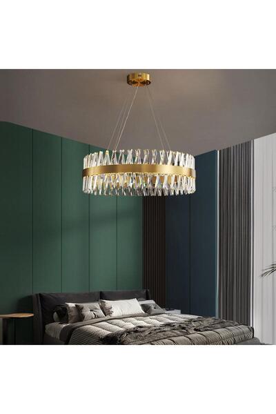 RFAN Candelabru LED RFAN, Model 8832/600, Textură de cristal, Metal, 74W, Auriu