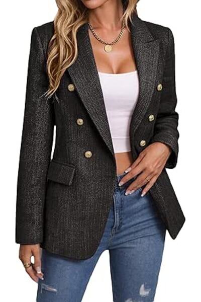 Minar Mina Self 2026 Spring Women's Tweed Plaid Blazer Jacket - Fully Lined F...