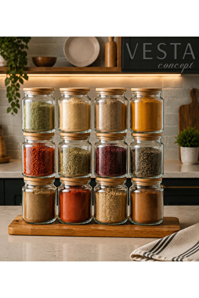 VESTA Concept 12-Piece Vacuum-Sealed Bamboo Lid Leak-Proof Glass Jar Set - 92...