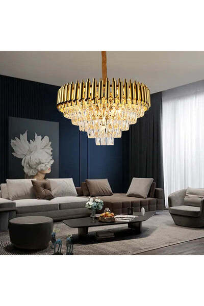RFAN Candelabru RFAN, Model S89001/750, Textură de cristal, Metal, 12 x E27, ...
