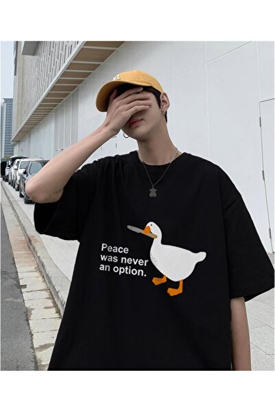 DEEFWEAR MİNGALONDON Duck 'Η ειρήνη δεν ήταν ποτέ επιλογή' Τυπωμένο Μαύρο Uni...