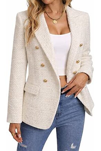 Minar Mina Self 2026 Spring Women's Tweed Plaid Blazer Jacket - Fully Lined F...