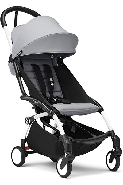 Stokke عربة أطفال YOYO3 من 6 أشهر فصاعداً - تتضمن هيكل أسود/وسادة مقعد حجرية ...