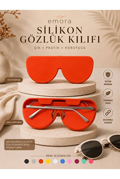 emora life silikon gözlük kılıfı esnek katlanabilir-turuncu