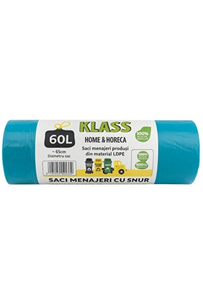 MC Micostore Turquoise garbage bags with drawstring 60L /10 pcs roll Klass