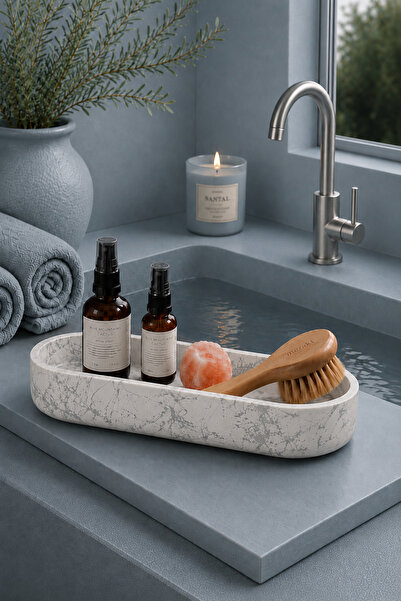 betonmall Concrete Bathroom Organizer Tray Multi-Purpose Organizer Sink Kitch...