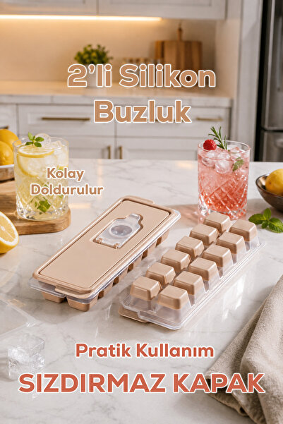 Porsima Silikon Buz Kalıbı Kapaklı – Dökmeden Kolay Dolum, BPA İçermez, Prati...