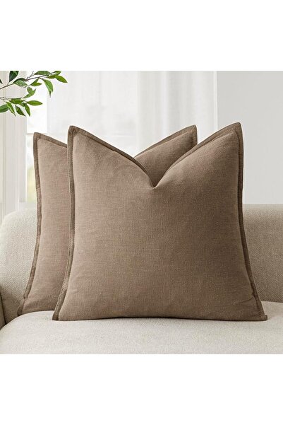 Foindtower Pack of 2, Decorative Linen Soild Throw Pillow Covers Soft Accent ...
