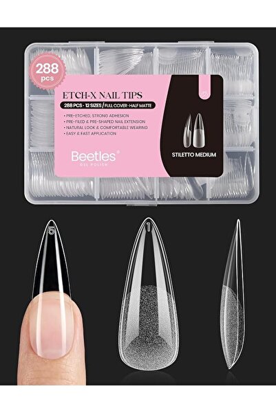 beetles Gel Polish Beetles Medium Almond Gel Nail Tips, 288Pcs Pre-Shaped Cle...