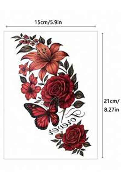 OEM 4 buc tatuaje temporare realiste, impermeabile, cu model de flori și flut...