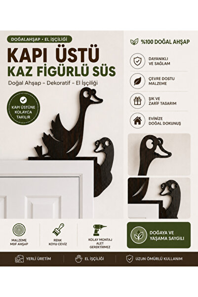 ROKH Decorative Wooden Wall Ornament with a Goose Figure on the Door – Natura...