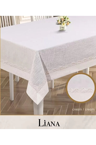 CB.B. TÜRK İŞİ HOME Liana Model Cream 160X260 cm Dowry Linen Lace Tablecloth ...