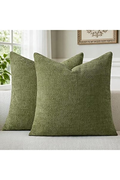 a moment Light Green Chenille Cushion Cover Throw Pillow Covers 45 x 45 CM Pa...