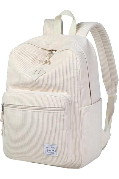 VASCHY Corduroy Unisex Backpack, Casual Cute Aesthetic Fuzzy Fluffy Plush Fle...
