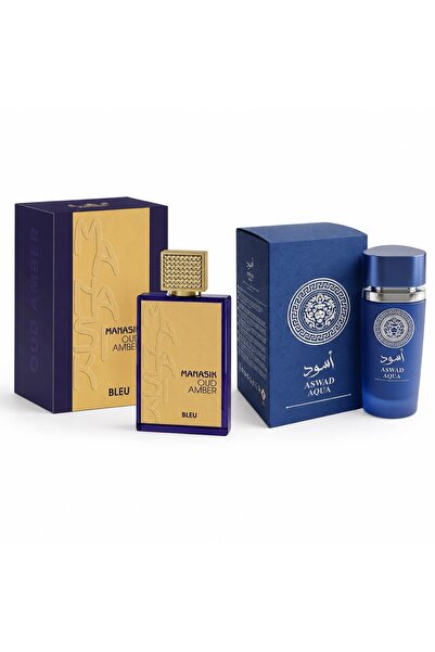 MANASIK Set 2 Parfumuri Arabesti Barbati 2x100 ml – Oud Amber Bleu & Aswad Aq...