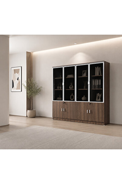 LastHome Wooden 4-door file cabinet, brown
