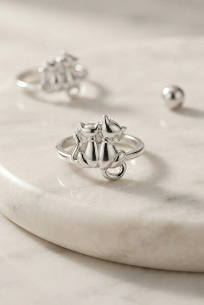 shopwave Silver Color Cat Design Brass Women's Ring