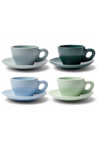 KIVY Set de 4 căni pentru Cappuccino și Latte, din ceramică stoneware, 240 ml...