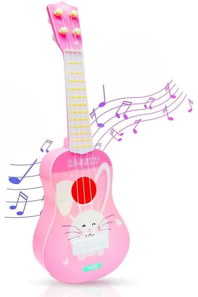 JOYZZZ Kids Guitar, 37x11x4cm Mini Toddler Guitar, Pink Guitars with Cute Bun...