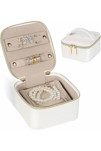 Soofam Small Jewelry Box Organizer for Women,PU Leather Travel Jewelry Organi...