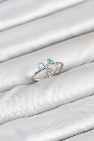 SORA GROUP Brass Silver Color Clover Model Women's Ring