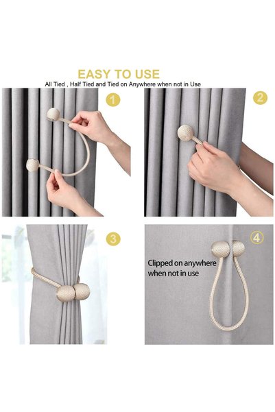 IM FineLife Magnetic Curtain Tiebacks 1 Pair Curtain Straps Strong Magnetic Curtain Holder Buckle hooks for Home Sheer Blackout Drapes Blind Curtains Decorations Accessories سِتَارَة
