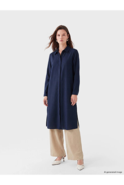 LC Waikiki قميص نسائي LCW Modest باللون الأزرق الداكن