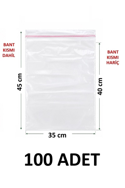 MTKardeşler 100 Pieces 35X40+5 cm Transparent Nylon Bags with Polyethylene Ta...