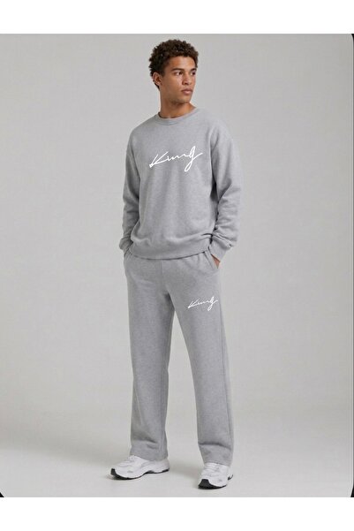 FUFLUNS King Printed Men's Tube-Cut Collar Bottom/Top Sweat Suit Set