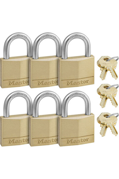 Master Lock 140EURSIX Ορειχάλκινο Λουκέτο με Κλειδί 40mm Ασημί 6 Τεμάχια Κωδι...